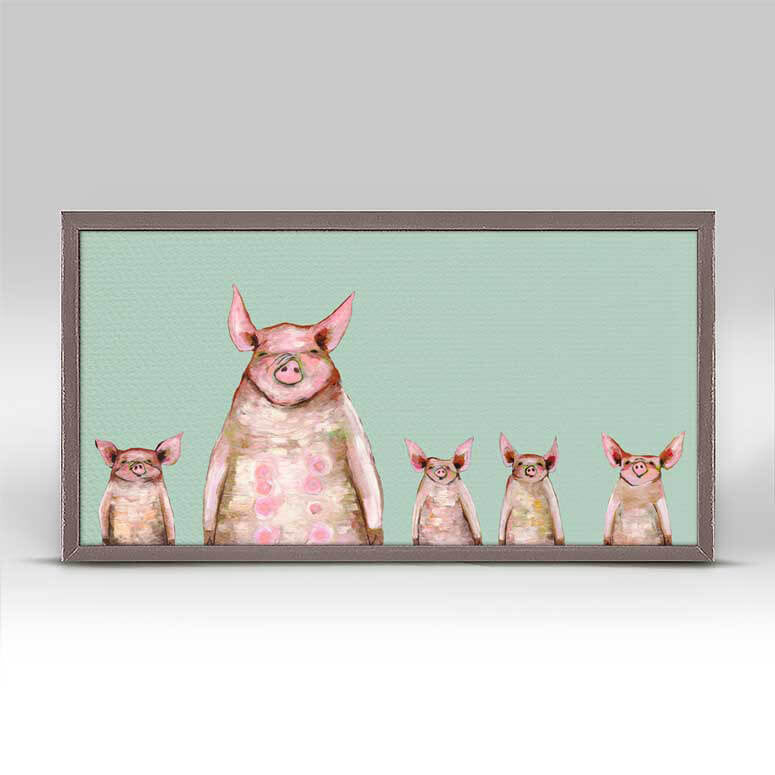 Five Piggies in a Row - Mint Mini Print 10"x5"