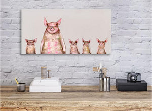 Five Piggies in a Row Soft Gray - Canvas Giclée Print