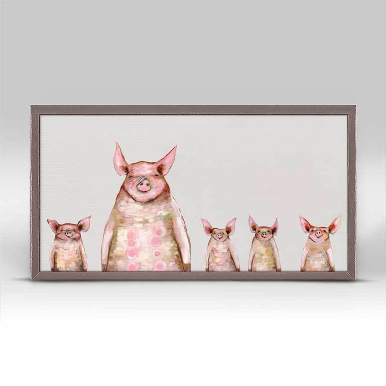 Five Piggies in a Row - Soft Gray Mini Print 10"x5"