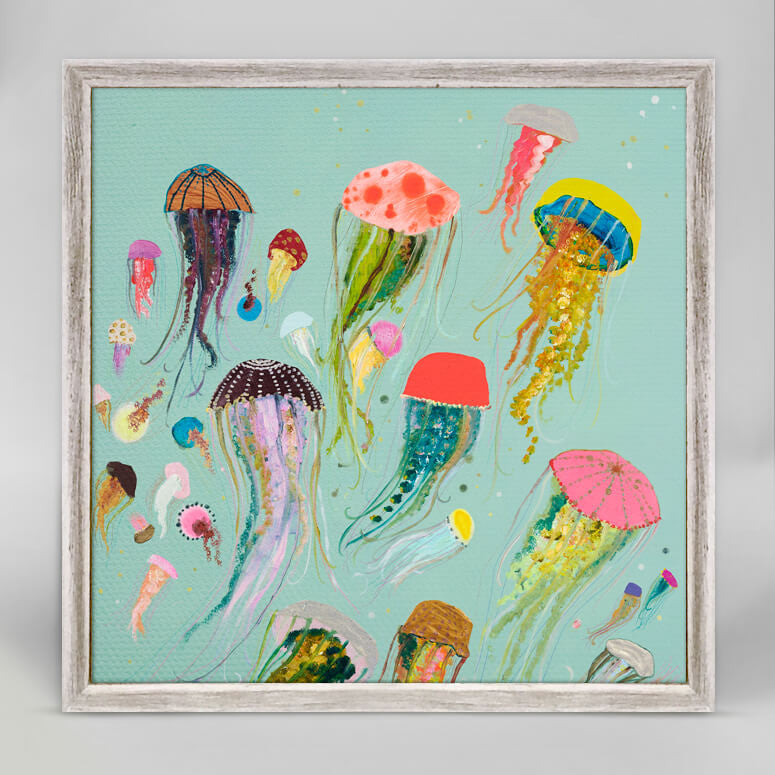 Floating Jellyfish Aqua Mini Print 6"x6"