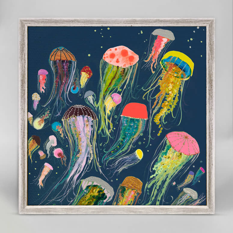 Floating Jellyfish Indigo Mini Print 6"x6"