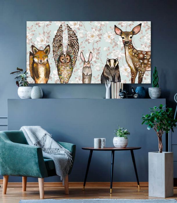 Forest Animals Floral - Canvas Giclée Print