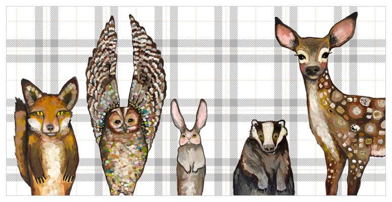 Forest Animals Plaid - Canvas Giclée Print