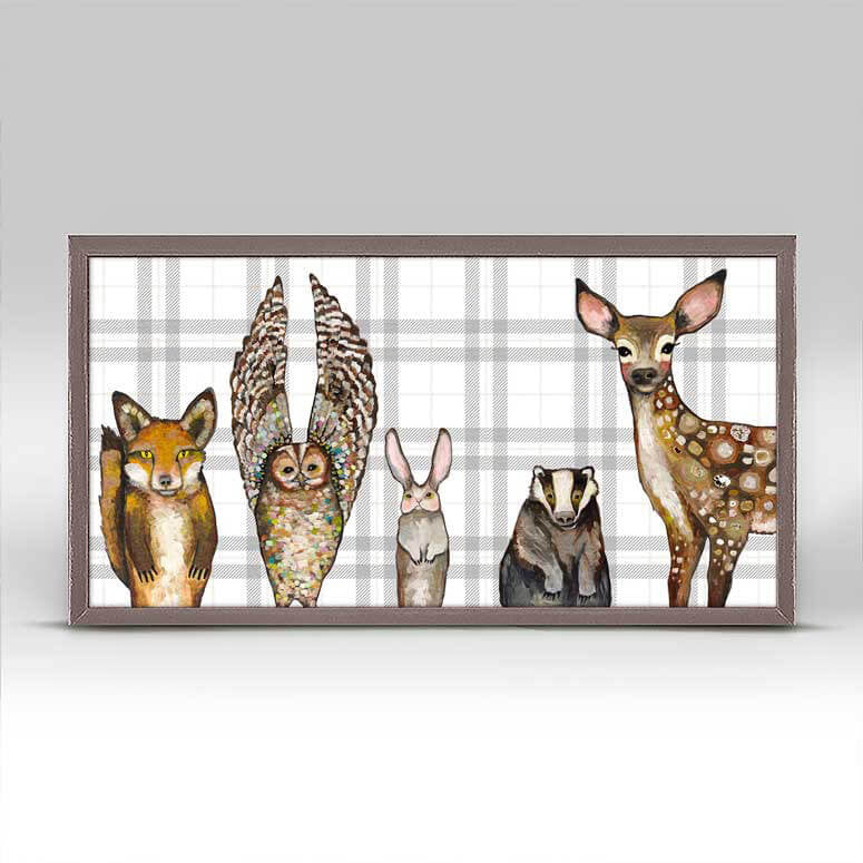 Forest Animals - Plaid Mini Print 10"x5"