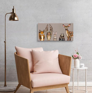 Forest Animals Taupe - Canvas Giclée Print