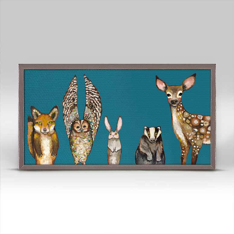 Forest Animals - Teal Mini Print 10"x5"
