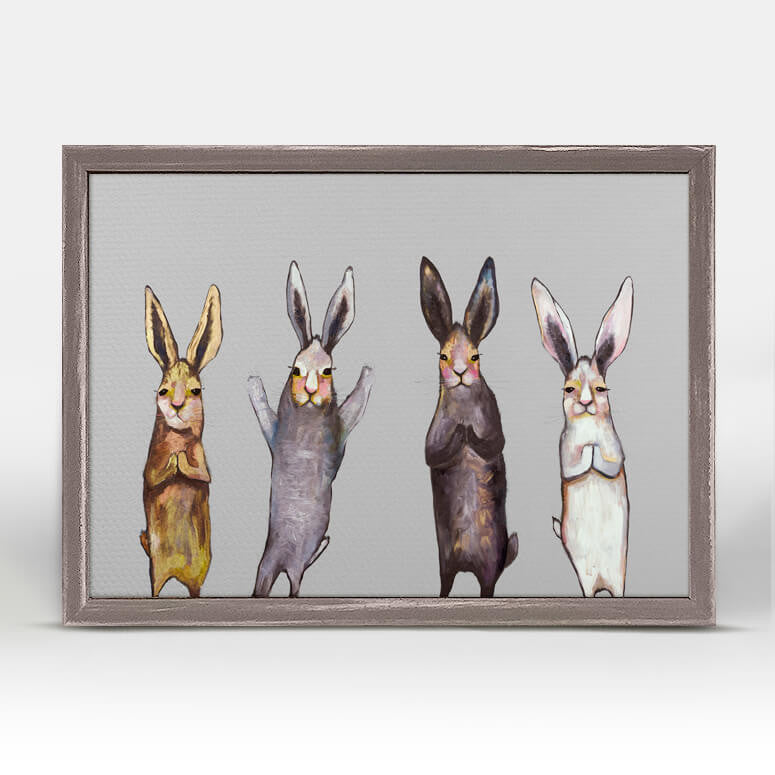 Four Bunnies on Grey Mini Print 7"x5"