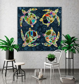 Four Sea Turtles - Canvas Giclée Print