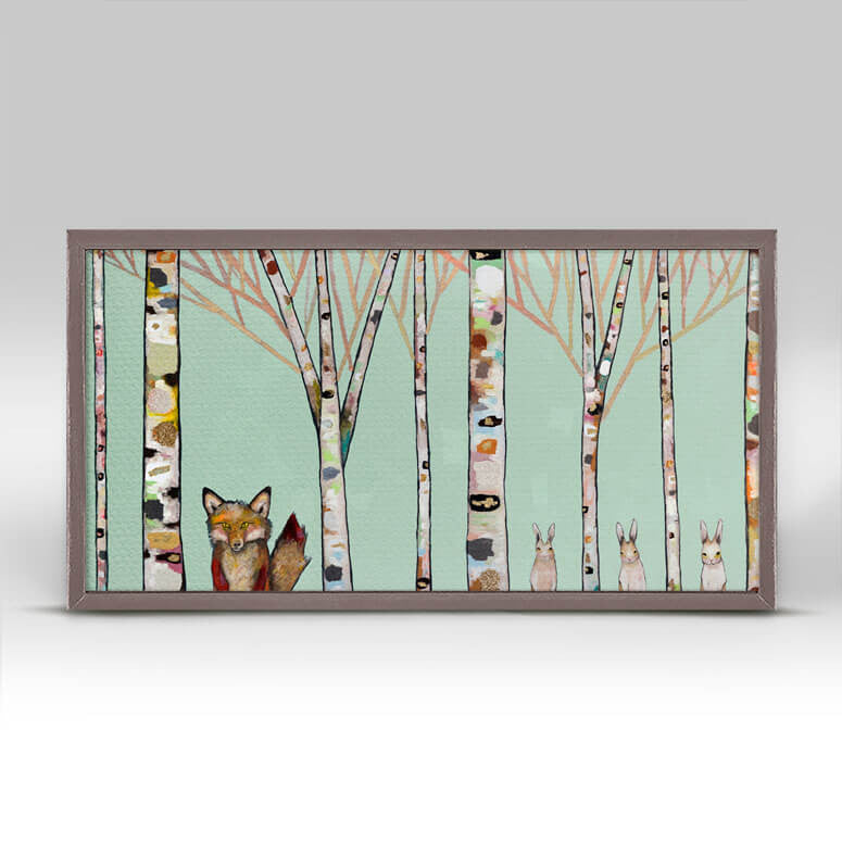 Fox and Rabbits - Mint Mini Print 10"x5"