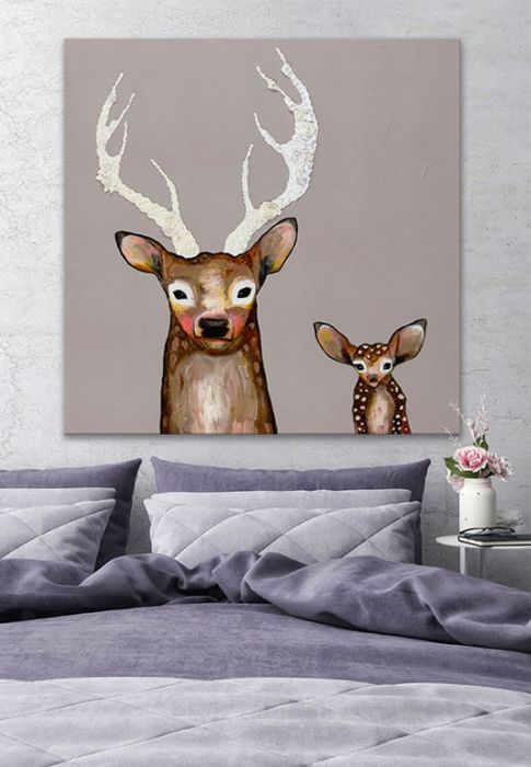 Frosted Buck and Baby  - Canvas Giclée Print