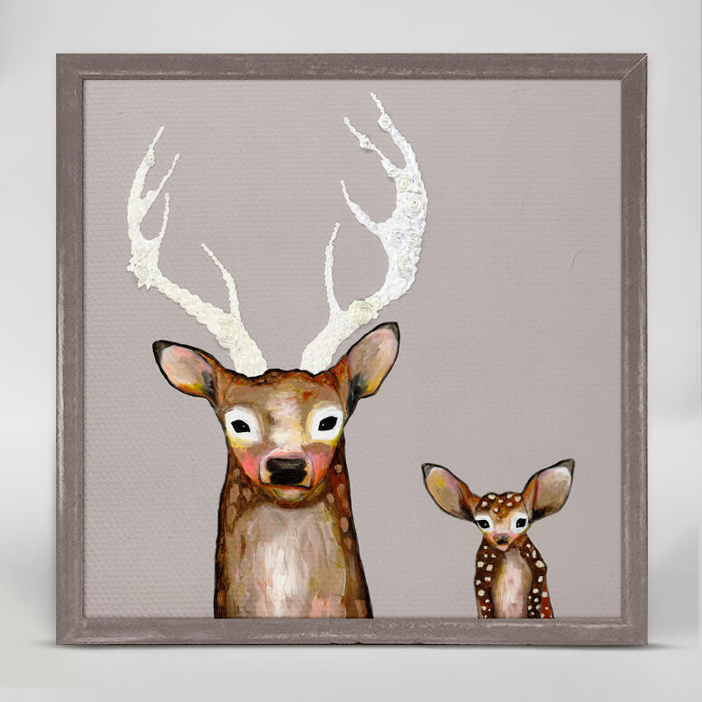 Frosted Buck and Baby Mini Print 6"x6"