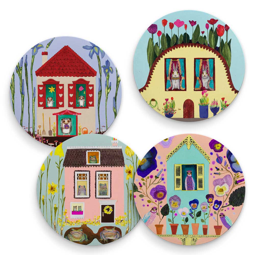 Garden Houses - 4 Coaster Set
