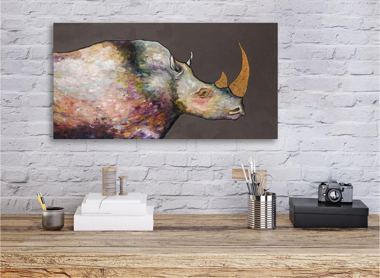 Giant Rhinoceros Pewter - Canvas Giclée Print