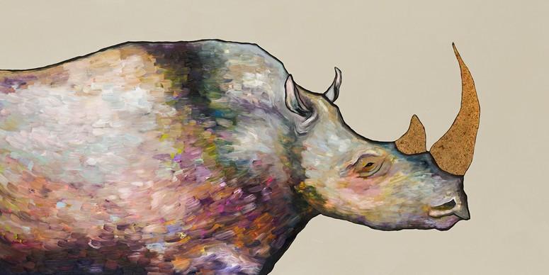 Giant Rhinoceros Cream - Canvas Giclée Print