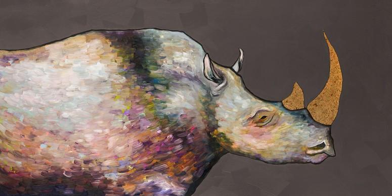 Giant Rhinoceros Pewter - Canvas Giclée Print