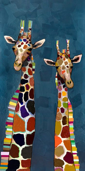 Giraffe Family of Four Diptych - Canvas Giclée Print