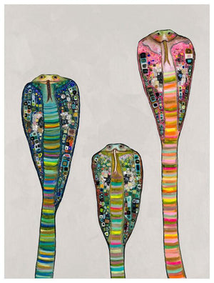 Glass Cobras on Soft Pewter - Canvas Giclée Print