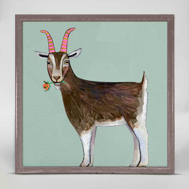 Goat with Flower Mini Print 6"x6"