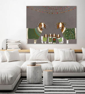 Goats in Sweaters - Canvas Giclée Print