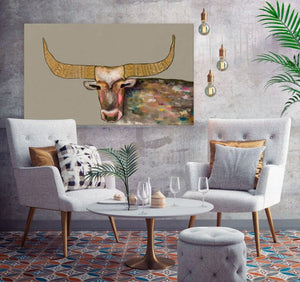 Golden Bull in Putty - Canvas Giclée Print