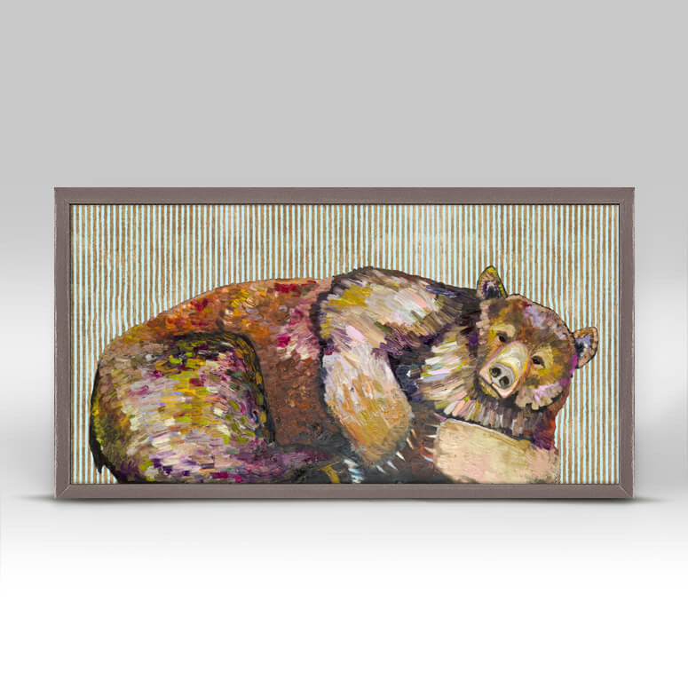 Grizzly Bear Dreams with Gold Stripes Mini Print 10"x5"