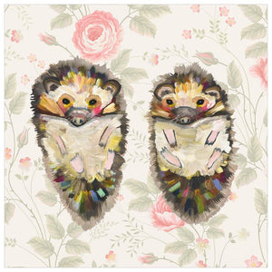 Hedgehog Duo Floral - Canvas Giclée Print