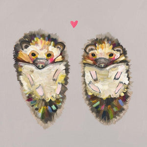 Hedgehog Love On Soft Gray - Canvas Giclée Print