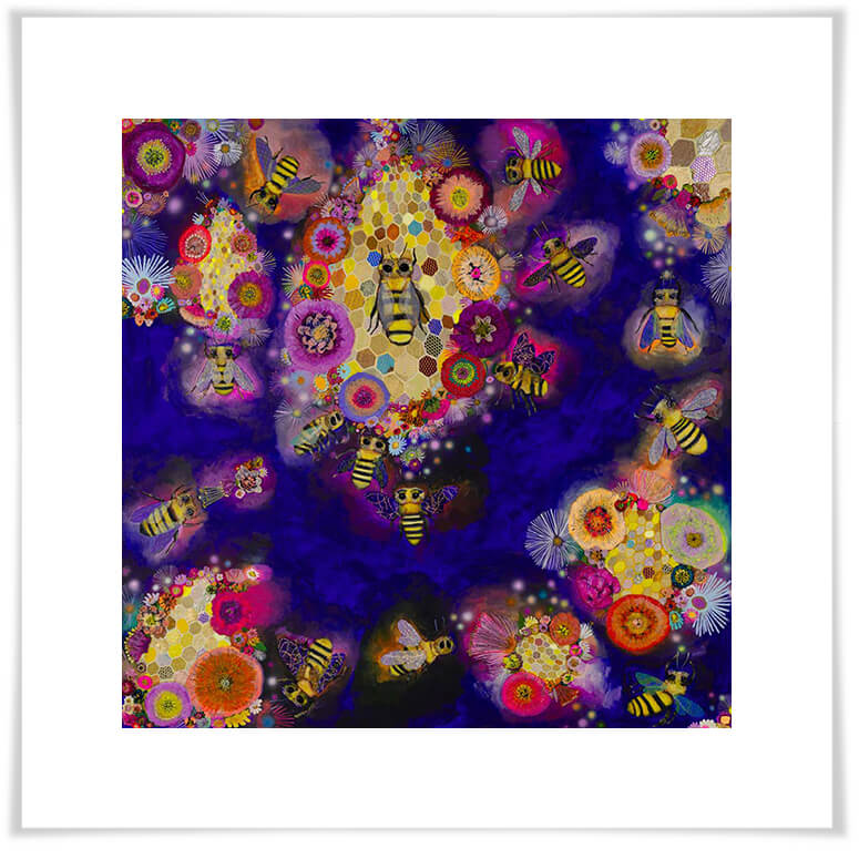 Bees in Ballgown Wings - Amethyst - Paper Giclée Print