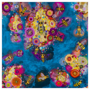 Bees in Ballgown Wings - Azure - Canvas Giclée Print