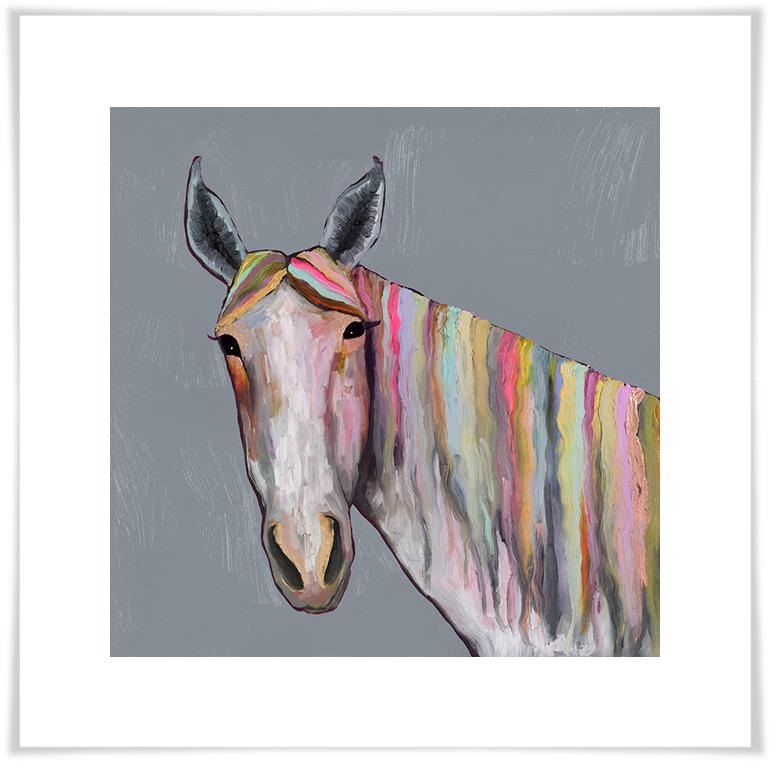Horse On Gray - Paper Giclée Print