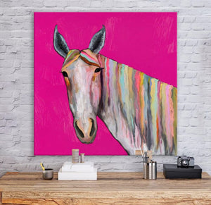 Horse On Pink - Canvas Giclée Print