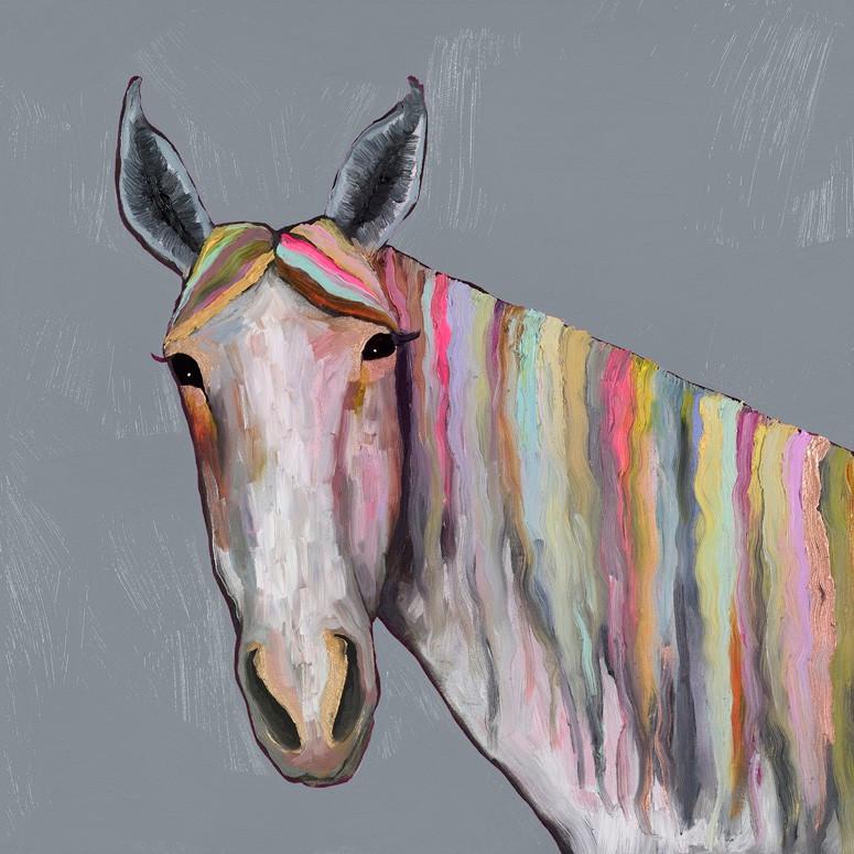 Horse On Gray - Canvas Giclée Print