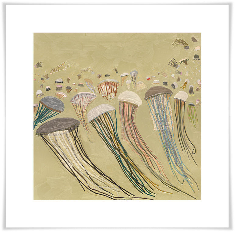 Jellyfish in Gold - Paper Giclée Print
