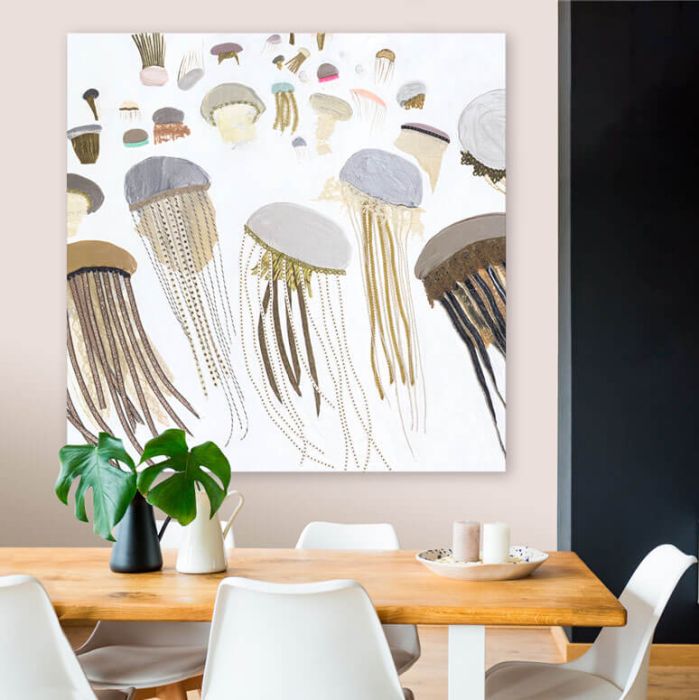 Jellyfish in White - Canvas Giclée Print