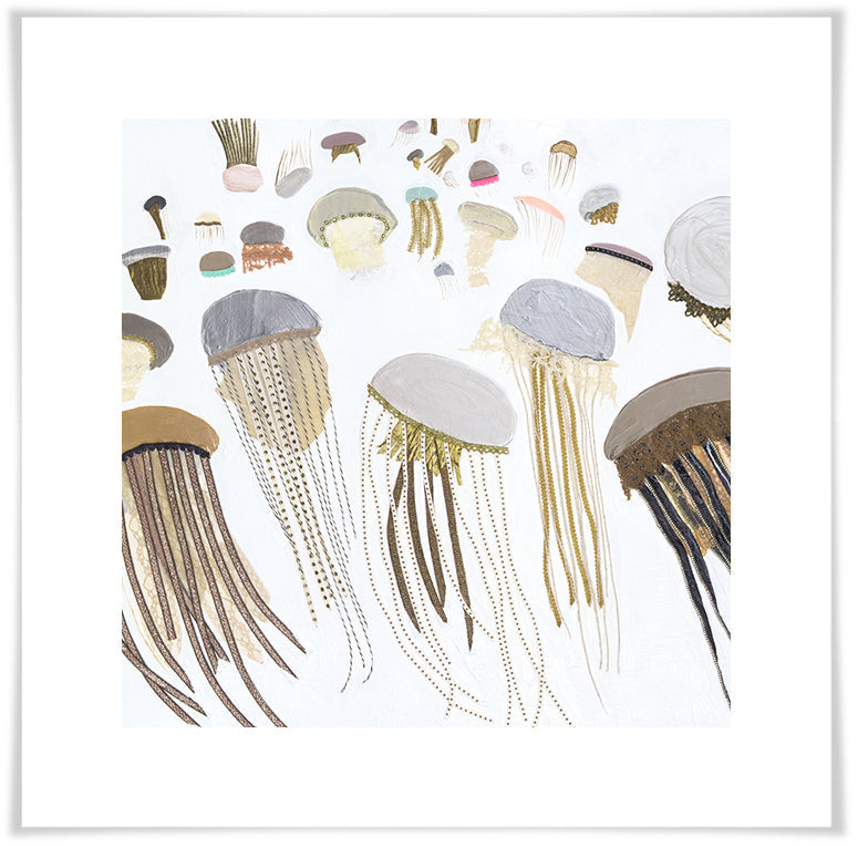 Jellyfish in White - Paper Giclée Print