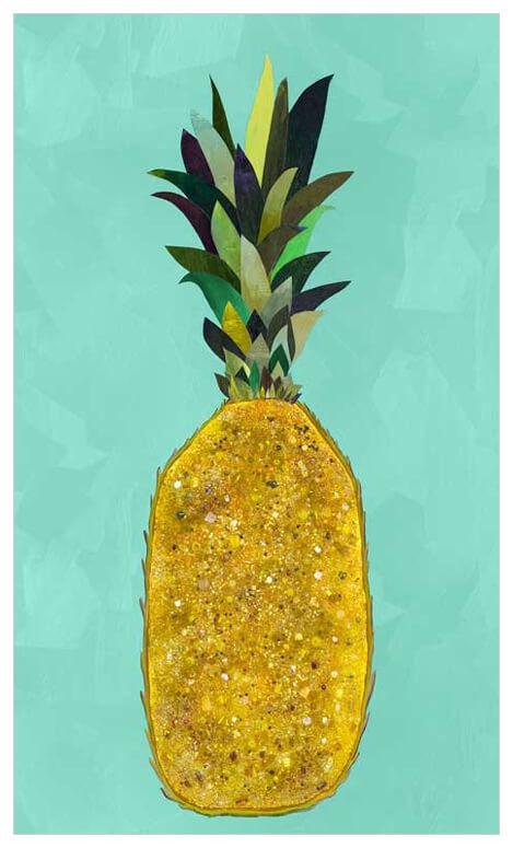 Jeweled Pineapple Aqua - Canvas Giclée Print