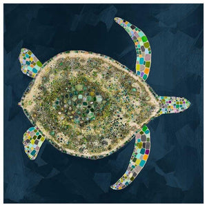 Jeweled Sea Turtle in Deep Blue - Canvas Giclée Print