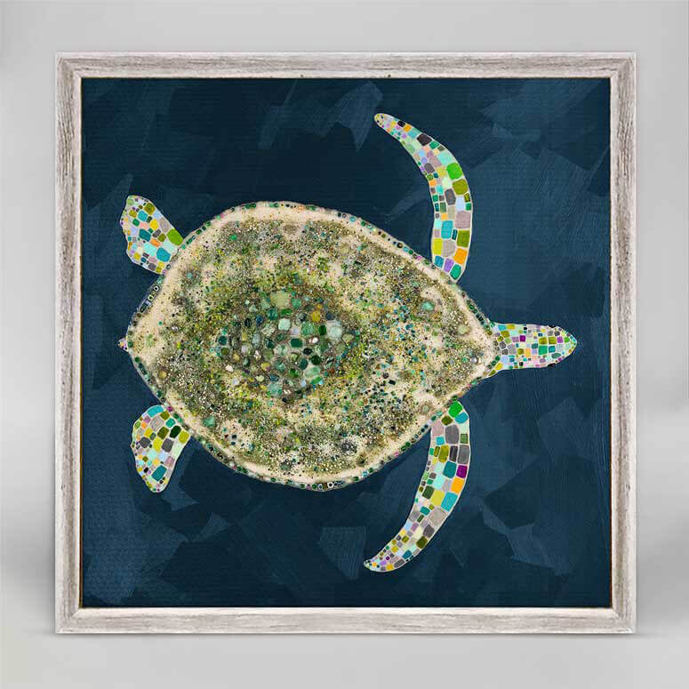 Jeweled Sea Turtle - Deep Blue Mini Print 6"x6"