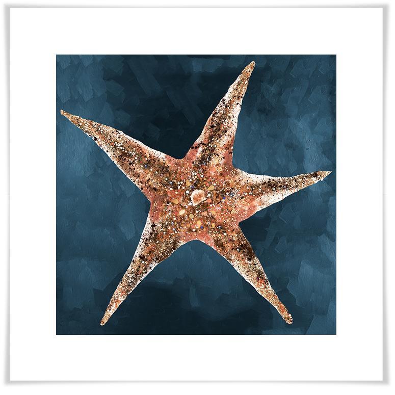 Jeweled Starfish in Deep Blue - Paper Giclée Print