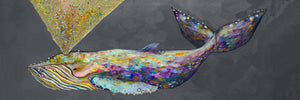 Jeweled Whale Spray in Blue Fog - Canvas Giclée Print