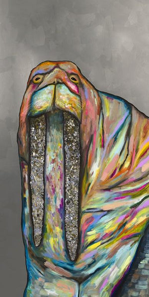 Jeweled Walrus on Silver - Canvas Giclée Print