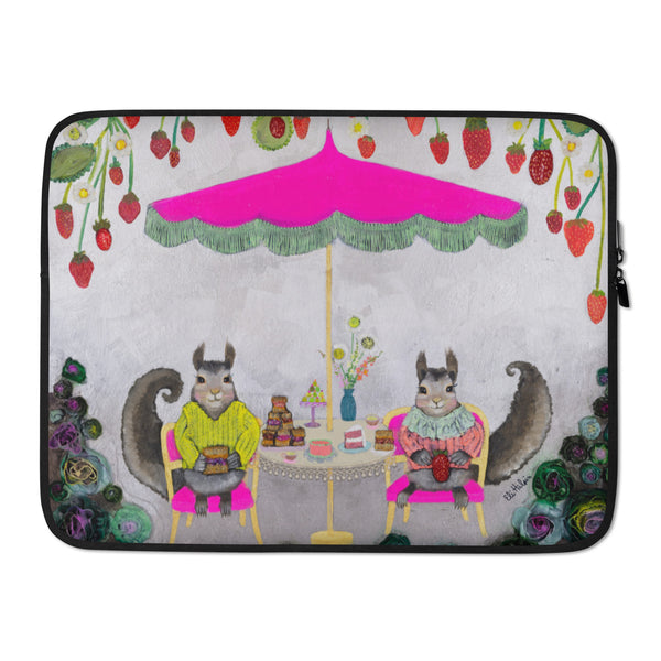 Peanut Butter & Jelly Squirrel Party Laptop Sleeve - Swan Feather
