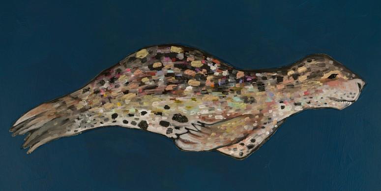 Leopard Seal on Indigo - Canvas Giclée Print