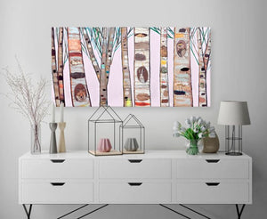 Light Pink Birch Trees - Canvas Giclée Print