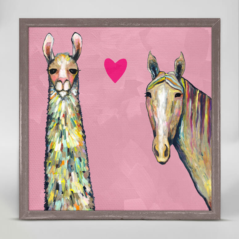 Llama Loves Horse - Pink Mini Print 6"x6"