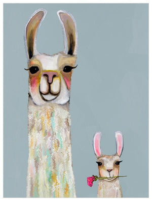 Llama Mama and Baby - Canvas Giclée Print