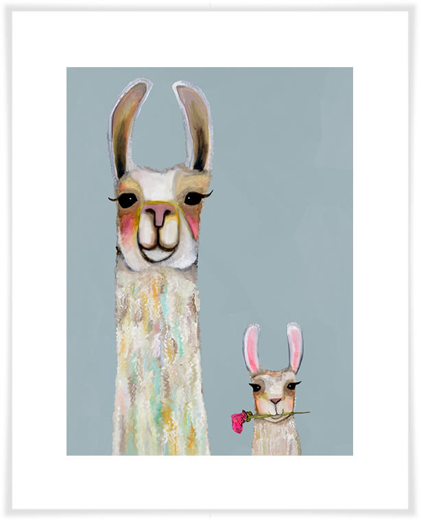 Llama Mama and Baby - Paper Giclée Print