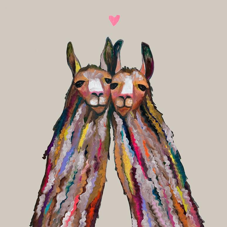 Llama Love Neutral - Canvas Giclée Print