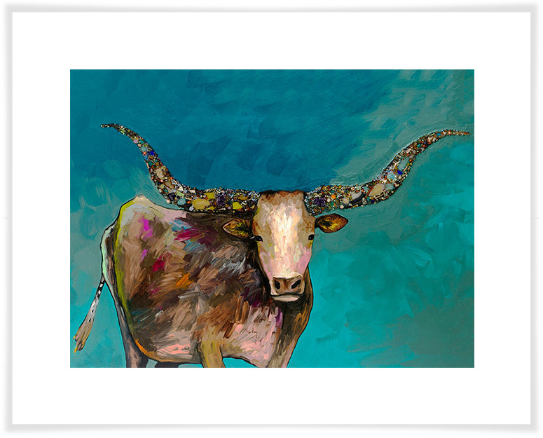 Longhorn Geode with Tail - Paper Giclée Print