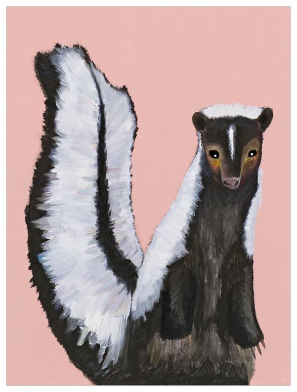 Miss Skunk on Blush - Canvas Giclée Print